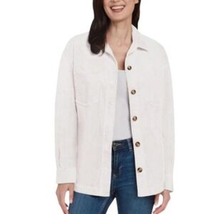 Matty M Corduroy Shirt Jacket Women's Small Cream Button Up Jacket NWT